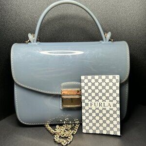Furla Blue Candy Bon Bon  Handbag/Crossbody With Dust Bag EUC